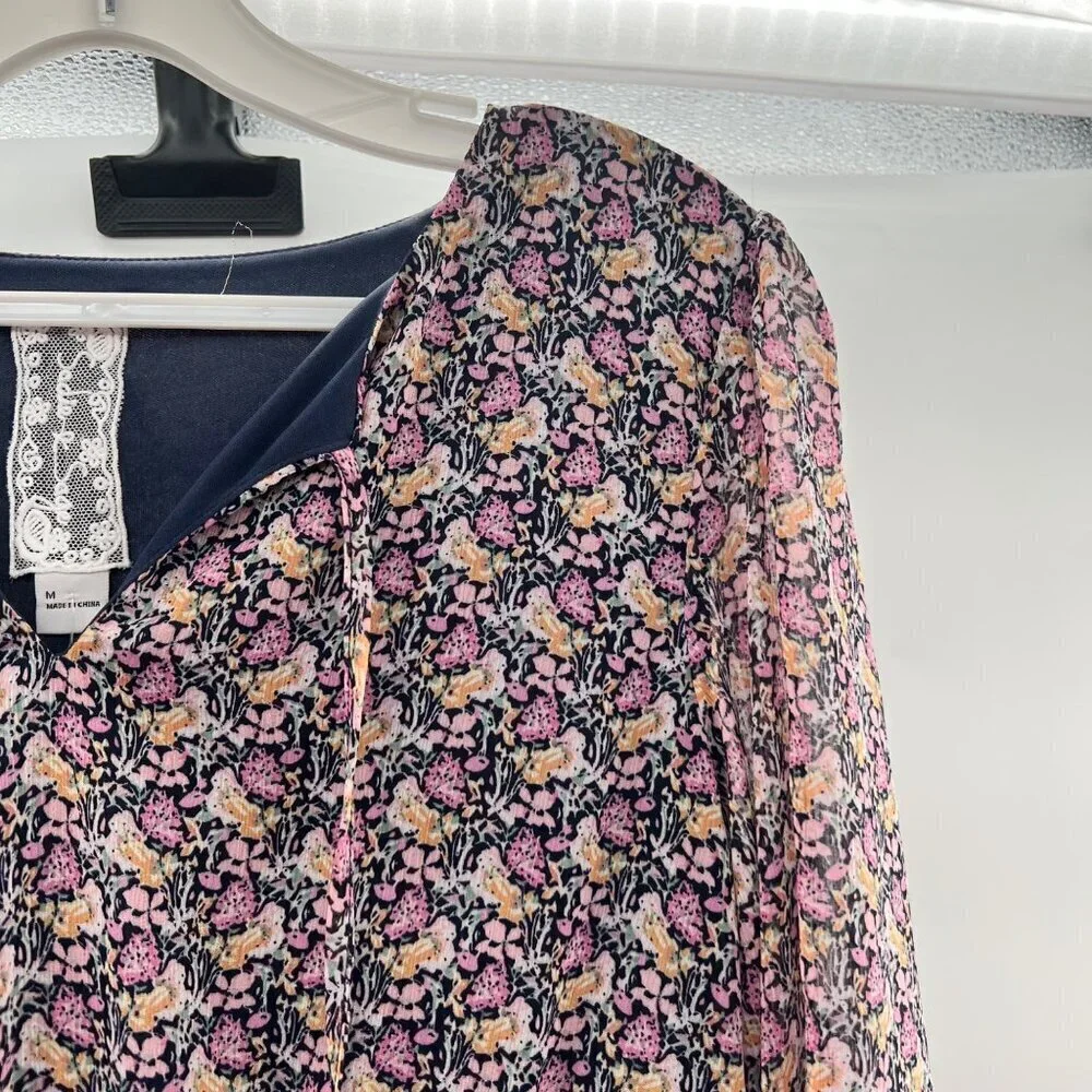 Sadie & Sage Women's Floral A-Line Dress Long Sleeve Size Medium